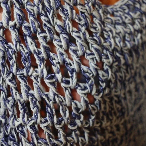 Marilena Chicago Vintage Blue Loose Knit Tank Top Medium Romania - Picture 5 of 10